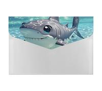 Cartoon Shark Floating in Water File Folder, Plastic Accordion File Folders with 6 Pockets, Expanding File Organizer with Snap Closure, Portable Document Paper Organizer, Office Supplies Filing Folder