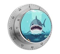 Cartoon Shark Floating in Water Mechanical Kitchen Timer for Cooking 60 Min with Magnetic Backing Loud Alarm,Stainless Steel Wind Up Countdown Timer Cute Egg Timers for Cooking Studying Gaming Classr