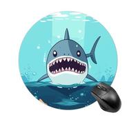 Cartoon Shark Floating in Water Round Mouse Pad Smooth Glide Gaming Mousepad Extra Density Portable Comfortable Mouse Mat for Desk, Home, Office 7.8x7.8 Inches