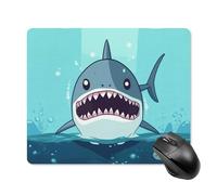 Cartoon Shark Floating in Water Square Mouse Pad Portable Computer Mousepad with Non-Slip Rubber Base 18 * 22cm Ultra-Thin Gaming Mouse Mat for Computer Laptop Office Desk Accessories