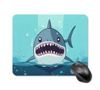 Cartoon Shark Floating in Water Square Mouse Pad Portable Computer Mousepad with Non-Slip Rubber Base 20 * 25cm Ultra-Thin Gaming Mouse Mat for Computer Laptop Office Desk Accessories