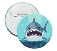 Cartoon Shark Floating in Water Tinplate Badge Personalized Round Brooch Large Craft Button Suitable for Teachers, Nurses, Doctors, Staff, Party Gift Accessories, style, 1PCS