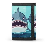 Cartoon Shark Floating in Water Wallet Minimalist Mens Slim Trifold Wallets Modern Fashion Wallets Anti-Theft Wallet Holds Cards And Cash