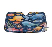 Cartoon Shark Jellyfish Car Windshield Sun Shade,Cars Shade Front Windshield,Blocks UV Ray to Keep Your Vehicle CoolSun Visor Protector for Fits Car Truck SUV (55"x27.5")