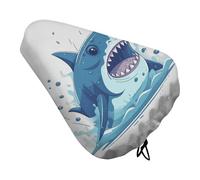 Cartoon Shark Padded Bike Seat Cushion with Drawstring Soft Comfort Waterproof Bicycle Seat Cover, Wide Saddle Protection Covers Protector for Men Women for Exercise Mountain Road Bikes