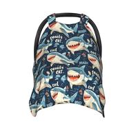 Cartoon Shark Print Baby Car Seat Covers, Breathable Nursing Cover Breastfeeding Cover, Stroller Covers, Multi-use Infant Carseat Canopy, Baby Boys Girls Newborn Essentials
