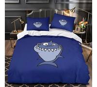 Cartoon Shark Quilt Cover 3D Design Printed Luxurious 3 Pcs Bedding Set Zipper Blue Ocean Comforter Cover Super Soft Anti-allergic for Kids Adults Women Teens Youth Girls Super king（260x220cm）