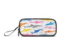 Cartoon Shark White Stand-up Pencil Case, All-over Printed