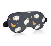 Cartoon Sheep Moon Black Travel Essential Eye mask Sleep with Elastic Adjustable Band Blackout Cooling Travel Eye mask Public Transportation