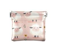Cartoon Sheep Peach Women Leather Coin Purse Portable Pocket Purse Makeup Bag for Men Women Travel, cartoon Sheep Peach, Decoration