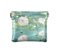 Cartoon Sheep River Small Leather Coin Purse Fancy Change Holder Card Organizer for Woman, cartoon Sheep river, One Size, Print Art