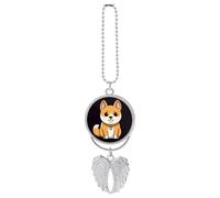 Cartoon Shiba Inu Car Pendant, Rear View Mirror Hanging Ornament, Auto Decor for Rearview Mirror, Keychain Silver-Style