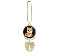 Cartoon Shiba Inu Car Pendant, Rear View Mirror Hanging Ornament, Auto Decor for Rearview Mirror, Keychain Golden-Style