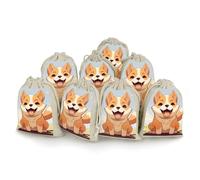 Cartoon Shiba Inu Dog 8 PCS Muslin Bags with Drawstring Sachet Bags Empty Small Cotton Drawstring Bag Muslin Reusable & Washable Cotton Bag for Herb Spice Candy Soap Jewelry Wedding Gift Pouches