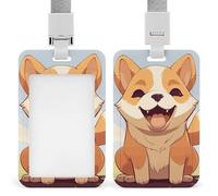 Cartoon Shiba Inu Dog Id Badge Holder,Name Tag Holder with Detachable Lanyard,Waterproof Design Id Card Holder for Office, Workplace