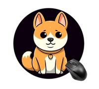Cartoon Shiba Inu Round Mouse Pad Cute Small Computer Mouse Mat Non-Slip Rubber Base Gaming Mousepad for Wireless Mouse, Gaming, Office, Laptop, Women, Men