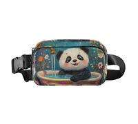 Cartoon Shih Tzu Dogs Vintage Bathtub Stylish Waist Pack Crossbody Bag for Women Men Mini Crossbody Sling Bag for Travel, cartoon panda bathtub, One Size