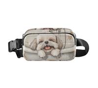 Cartoon Shih Tzu Dogs Vintage Bathtub Stylish Waist Pack Crossbody Bag for Women Men Mini Crossbody Sling Bag for Travel, cartoon Shih Tzu dogs Vintage bathtub, One Size