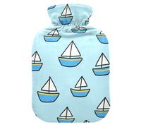 Cartoon Ship Boat Blue hot Water Bottle with Soft Cover, 2L hot Water Bag for Sore Muscle, Sore Muscle, Bolsa Caliente para Dolores musculares