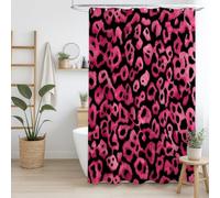 Cartoon Shower Curtain 180 x 210 cm Pink Black Minimalist Leopard Print Pattern Men Kids Boy Shower Curtain Bathroom Set Modern Cool Waterproof Bath Decoration Accessories Home Decor