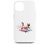Cartoon Siamese Cat on Futuristic Cloud Illustration Design Case for iPhone 13