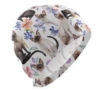 Cartoon Siamese Cats White Bathing caps for Bald Short Hair Waterproof Swim for Men Hair Protection and Drag Reduction Gorro para natacion Mujer