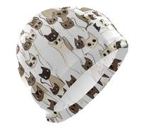 Cartoon Siamese Cats White Large Swimming for Men Short Hair Waterproof Swimming for Women Hair Protection and Drag Reduction Gorras para natacion Mujer