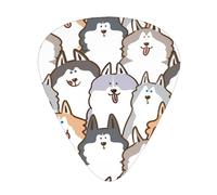 Cartoon Siberian Husky Dog,12 Pcs Guitar Pick,3 Different Thickness Plectrums for Acoustic Guitar Bass Ukulele (0.46mm 0.96mm 0.71mm)