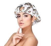 Cartoon Siberian Husky Dog,Adjustable Silk Hair Wrap Adult's Satin Sleeping Cap Hair Women's Elastic Sleep Bonnet