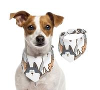 Cartoon Siberian Husky Dog,Dog Bandanas Cotton Pet Scarf Adjustable Bibs for Pet,M