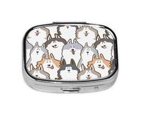 Cartoon Siberian Husky Dog,Meta Pill Box 2 Compartment Medicine Case,Portable Organizer,Rectangle Meta Portable Organizer Pill Box 1678 Compartment Medicine Case