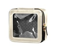 Cartoon Siberian Husky Travel Makeup Bag, Small Portable Cosmetic Bag Toiletry Bag Organizer with Zipper Clear Windows for Women