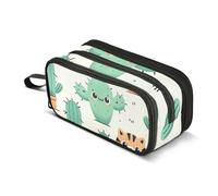 Cartoon Simple Cactus Cute Tiger Face Pencil Case, Large Capacity Pen Bag for Boys Girls 3 Compartment Pencil Pouch Students Stationery Organizer Marker Case for School Office Work