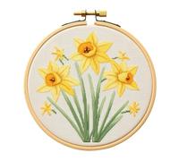 Cartoon Simple Daffodils Flower Stamped Cross Stitch Kits for Beginners Easy with Hoop 11CT Needlepoint Embroidery DIY Counted Cross Stitch Kits Craft Art Wall Decor 12x12inch(4)