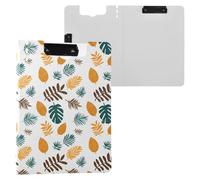 Cartoon Simple Leaves Patterns Clipboard Folder, A4 Size Folder Clipboard with Pen Slot for Office School
