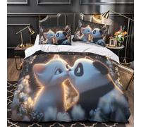 Cartoon Single Duvet Cover Set, Pandas Bedding Sets with Zipper Closure, Soft Cozy Microfiber Duvet Cover and 2 Pillow Cases 50 x 75 cm A1731