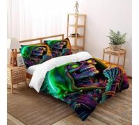 Cartoon Skeleton Bedding Sets Super King（260x220cm）, Devil's Skull Quilt Set, Kids Adults Bedroom Decor, Terror 3D Print Comforter Sets, 3-piece with 2 Pillowcase