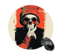 Cartoon Skeleton Doing Shush Gesture Mousepad Round Computer Mousepad Waterproof Gaming Mousepads with Non-Slip Rubber Base Mousepads Mousemat for Laptop Office 20 CM