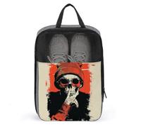 Cartoon Skeleton Doing Shush Gesture Shoe Bag for Travel Daily Use Anti-dust Storage Carrier Golf Shoe Pouch