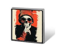 Cartoon Skeleton Doing Shush Gesture Unisex Brooches & Pins Square Lightweight Lapel Badge Jewelry for Clothing Shawl Hat