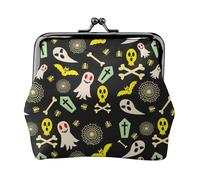 Cartoon Skull Spider Web Coin Purse, Kiss-lock Change Purse Wallets, Small PU Leather Coin Purse for Women