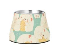 Cartoon Sleeping Tasmanian Devil Light Green Bowl for Dogs with Stand Stainless Steel Pets Water Bowl for Medium Dogs Whisker Fatigue
