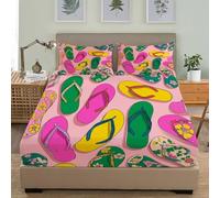 Cartoon Slippers Soft Cozy Brushed Microfibre Fitted Sheet Set Single 36x75 inch 30cm Deep Pocket Multicolored Fitted Bed Sheet Breathable Hypoallergenic Bedding for Boys Girls Room Decor