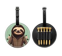 Cartoon Sloth Black Golf tee Storage Bag - Easy to Carry Around and More efficient in Playing Golf