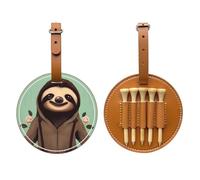 Cartoon Sloth Brown Golf tee Storage Bag - Easy to Carry Around and More efficient in Playing Golf
