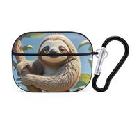 Cartoon Sloth Case Cover with Keychain Shockproof Hard Shell Protective Case for 2nd/1st Generation Case for Women Men Bluetooth Earbuds Case