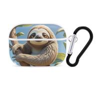 Cartoon Sloth Case Cover with Keychain Shockproof Hard Shell Protective Case for 2nd/1st Generation Case for Women Men Bluetooth Earbuds Case