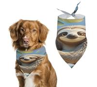 Cartoon Sloth Dog Bandana Adjustable Pet Scarf Soft Washable Polyester Triangle Bib Lightweight Breathable Pet Bib for Dogs Cats Puppies Suitable for Holiday Birthday