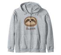 Cartoon Sloth Face Print Zip Hoodie