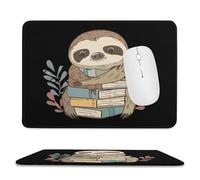 Cartoon Sloth Holding Books Mouse Pad Waterproof Ultra-Thin Non-Slip Rubber Base Square Mouse Mat Gaming Mousepad 7.9"x9.4"